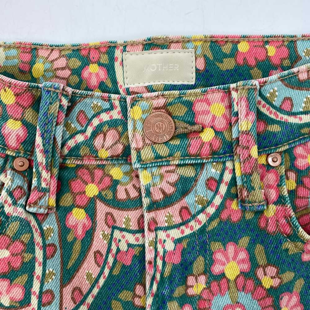 MOTHER Green Pink High Rise Jeans Floral Rambler Zip Ankle | Womens 24 - Picture 9 of 10
